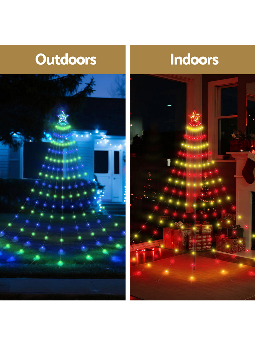 Jingle Jollys Multicolour Waterfall String Lights with Star 380cm - Information Image 2