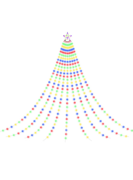 Jingle Jollys Multicolour Waterfall String Lights with Star 380cm - Main Image