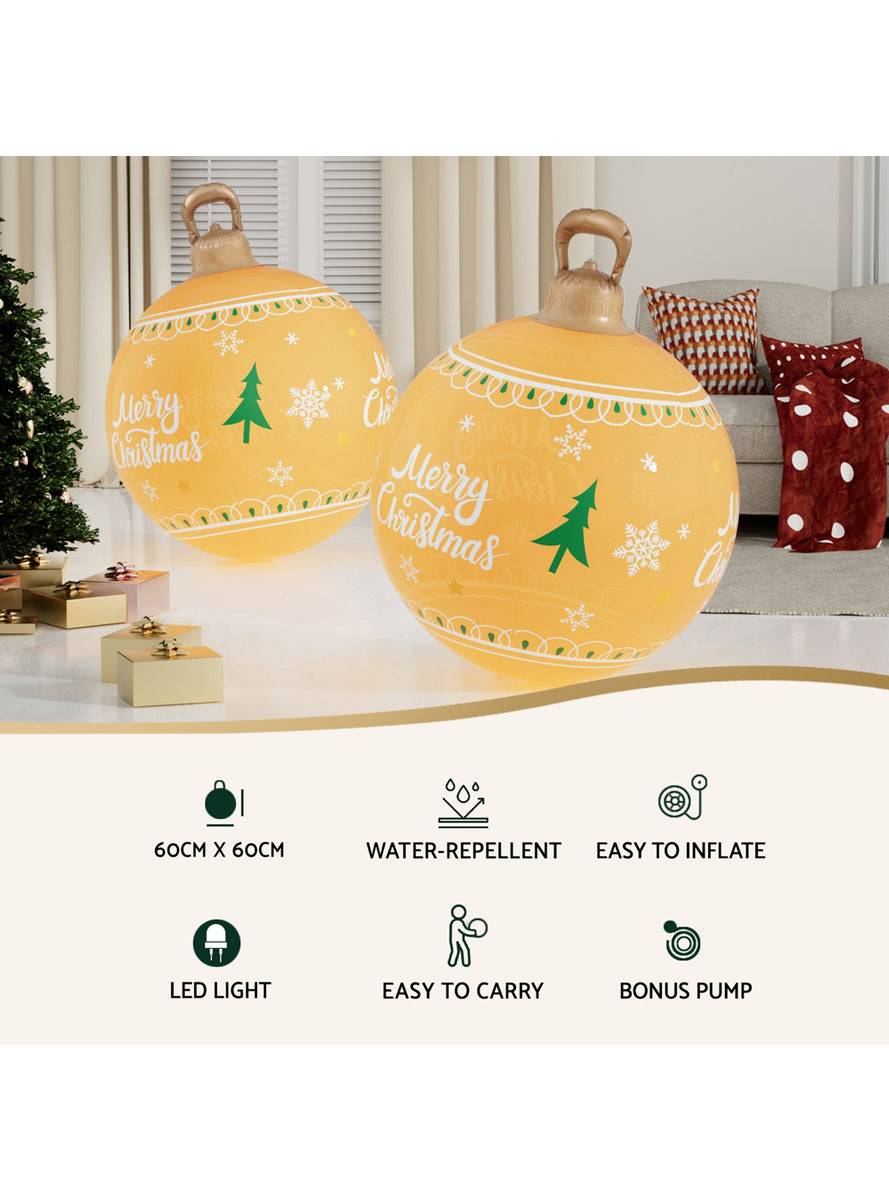 Jingle Jollys Gold Merry Christmas Inflatable Bauble Decoration 60cm - Information Image 1