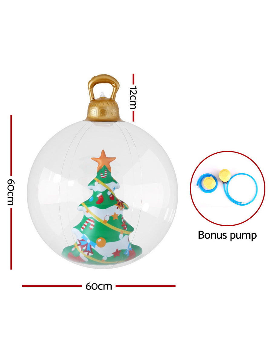 Jingle Jollys Inflatable Clear Bauble Decoration with Christmas Tree 60cm - Dimensions Image 1