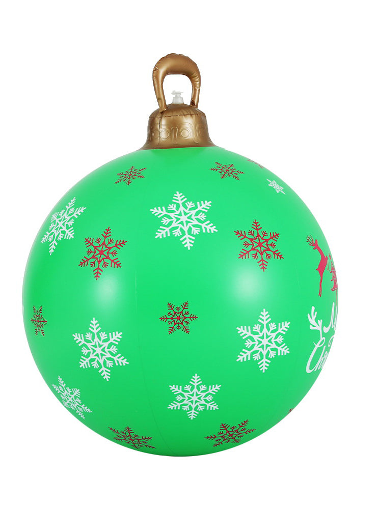 Jingle Jollys Inflatable Green Reindeer Print Christmas Bauble Decoration 60cm - Back Image