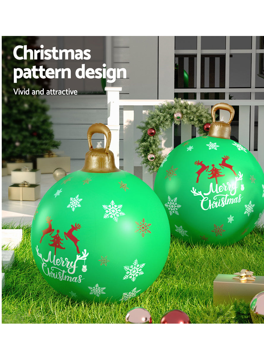 Jingle Jollys Inflatable Green Reindeer Print Christmas Bauble Decoration 60cm - Information Image 3