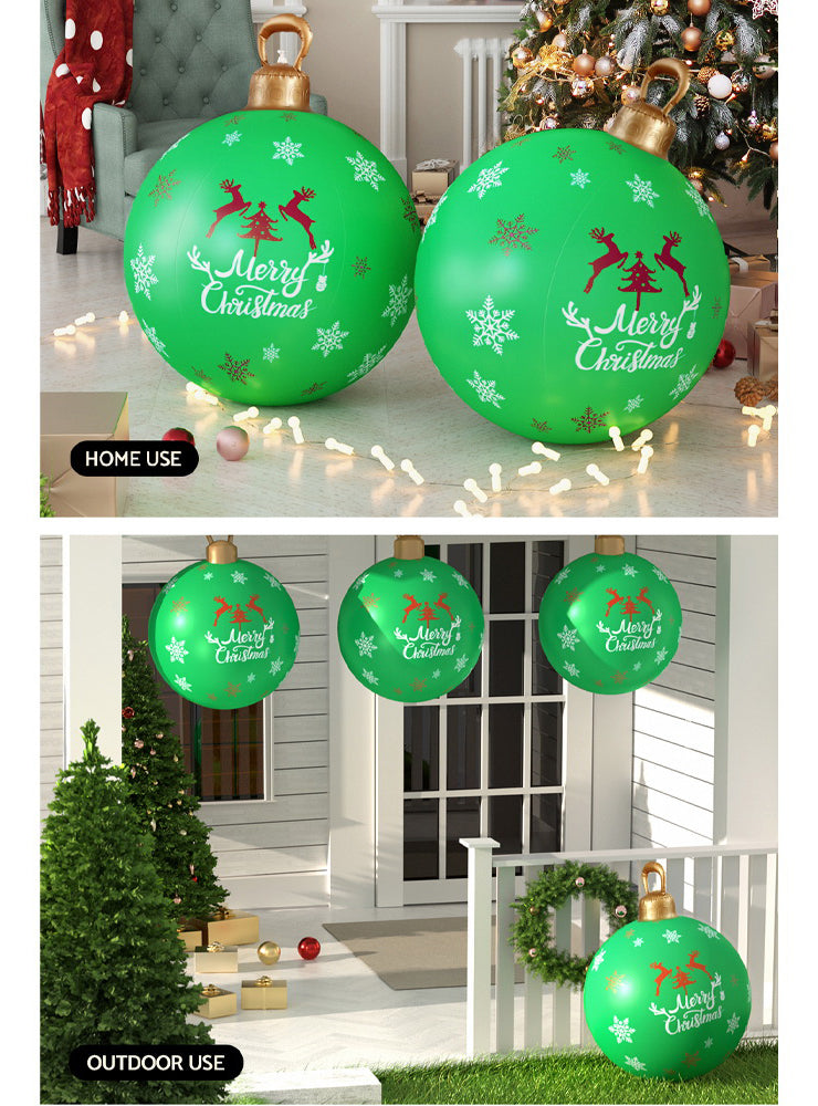 Jingle Jollys Inflatable Green Reindeer Print Christmas Bauble Decoration 60cm - Information Image 4