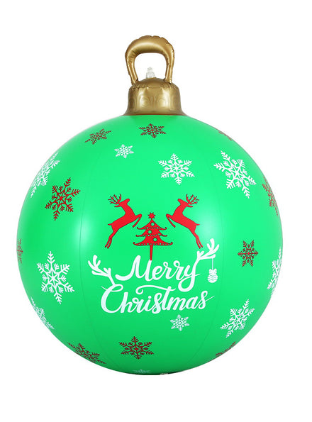 Jingle Jollys Inflatable Green Reindeer Print Christmas Bauble Decoration 60cm - Main Image