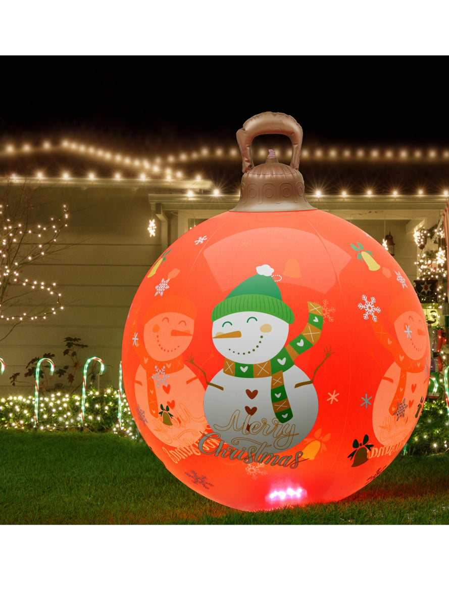 Jingle Jollys Red Snowman Inflatable Light Up Christmas Bauble Decoration 60cm - Alternate Image 2