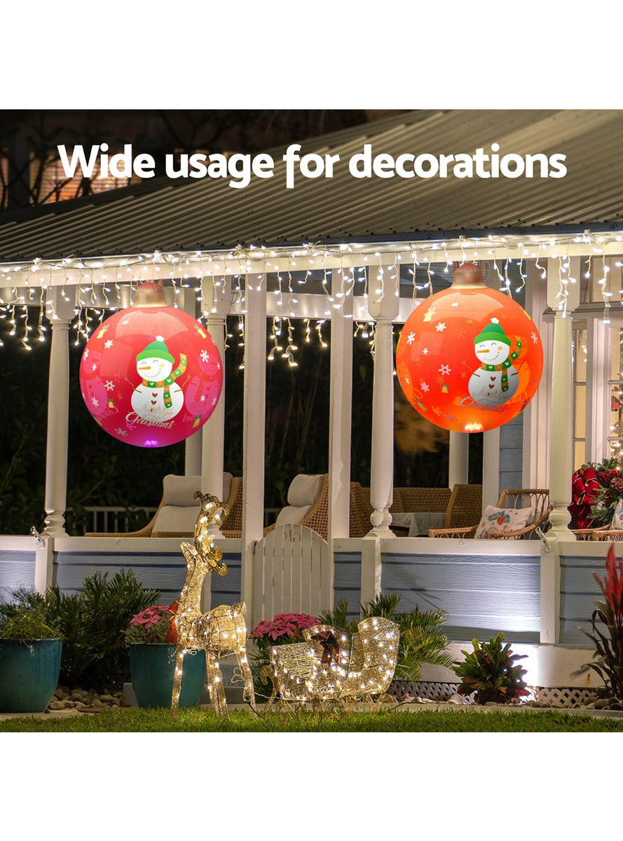 Jingle Jollys Red Snowman Inflatable Light Up Christmas Bauble Decoration 60cm - Information Image 2