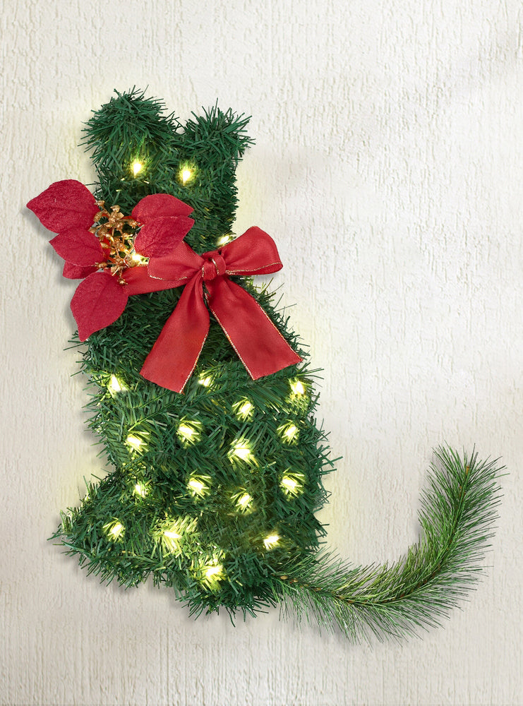 Jingle Jollys Cat Wreath Prelit Christmas Decoration - Alternate Image 1