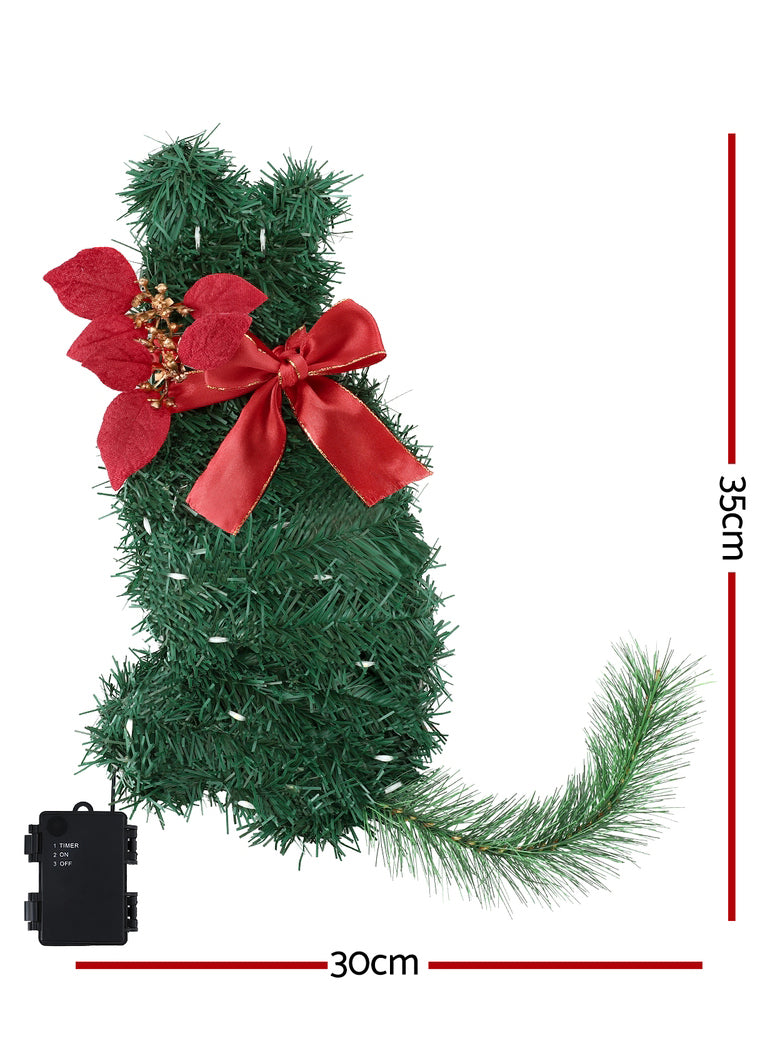 Jingle Jollys Cat Wreath Prelit Christmas Decoration - Dimensions Image 1