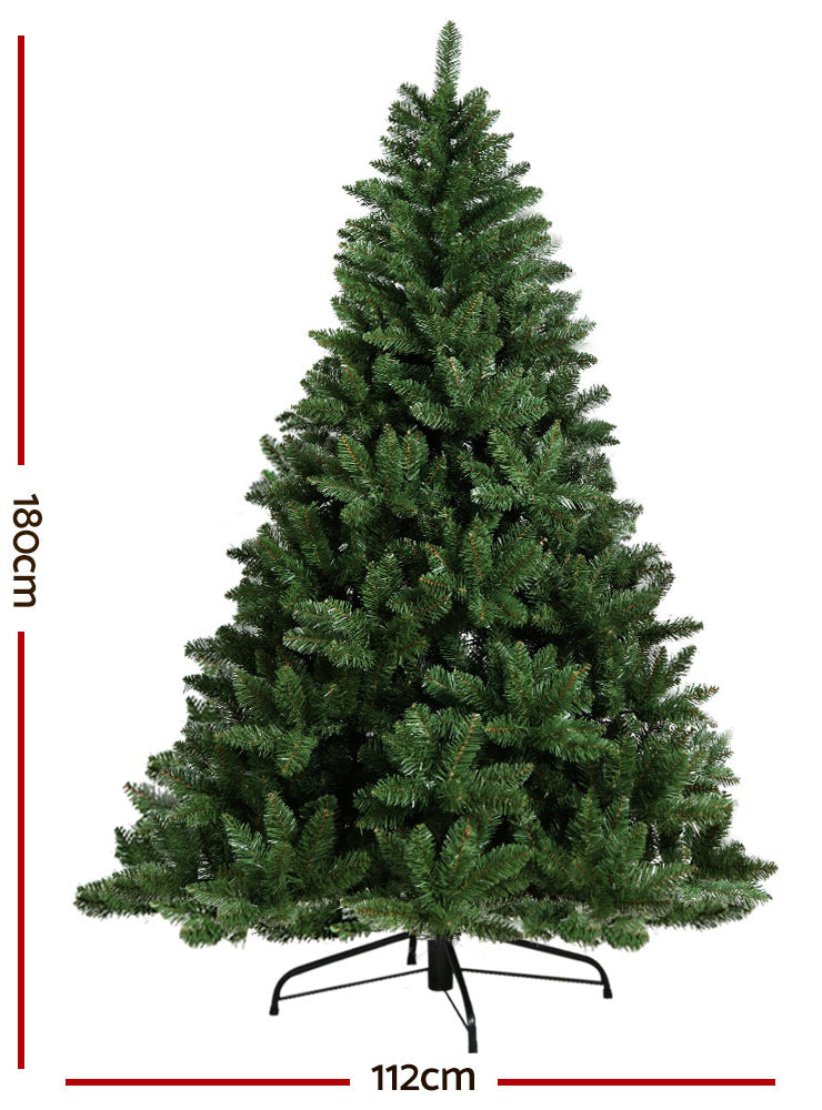 Jingle Jollys Classic Green Christmas Tree 180cm - Dimensions Image