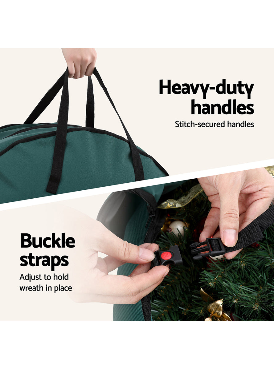 Jingle Jollys Green 2 Tier Wreath Storage Bag - Information Image 2