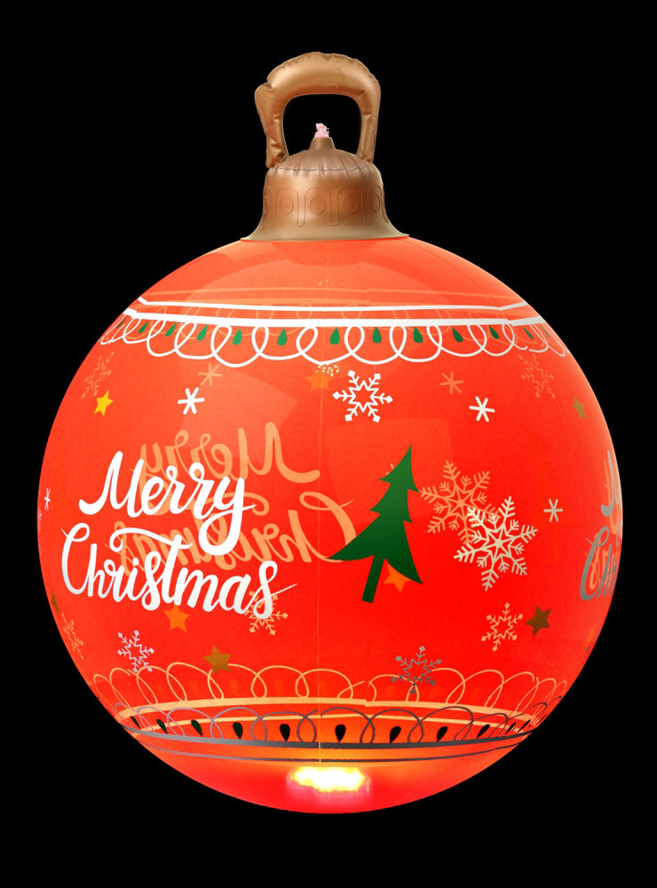 Jingle Jollys Inflatable Red 60cm Christmas Bauble Decoration - Alternate Image 2