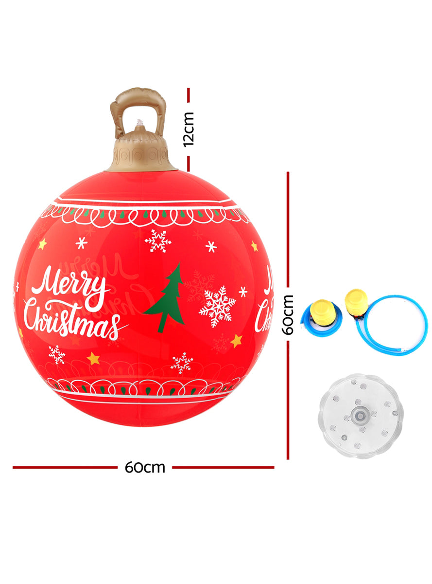 Jingle Jollys Inflatable Red 60cm Christmas Bauble Decoration - Dimensions Image 1