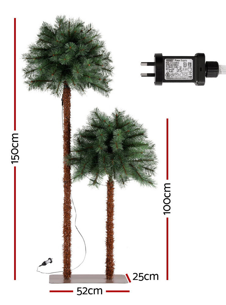 Jingle Jollys Light Up Palm Tree Christmas Decoration Set - Dimensions Image