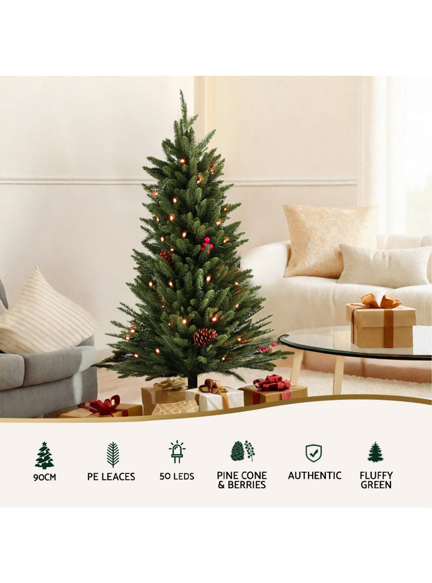 Jingle Jollys Mini Prelit Christmas Tree with Decorations 90cm - Information Image 1