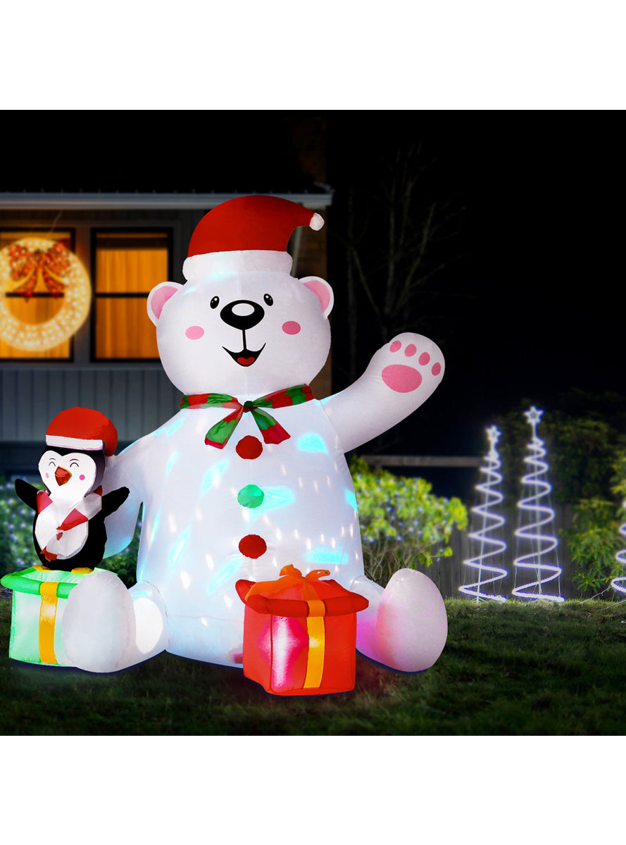 Jingle Jollys Polar Bear and Penguin Inflatable Christmas Decoration - Alternate Image