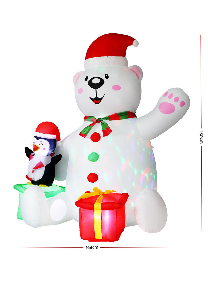 Jingle Jollys Polar Bear and Penguin Inflatable Christmas Decoration - Dimensions Image