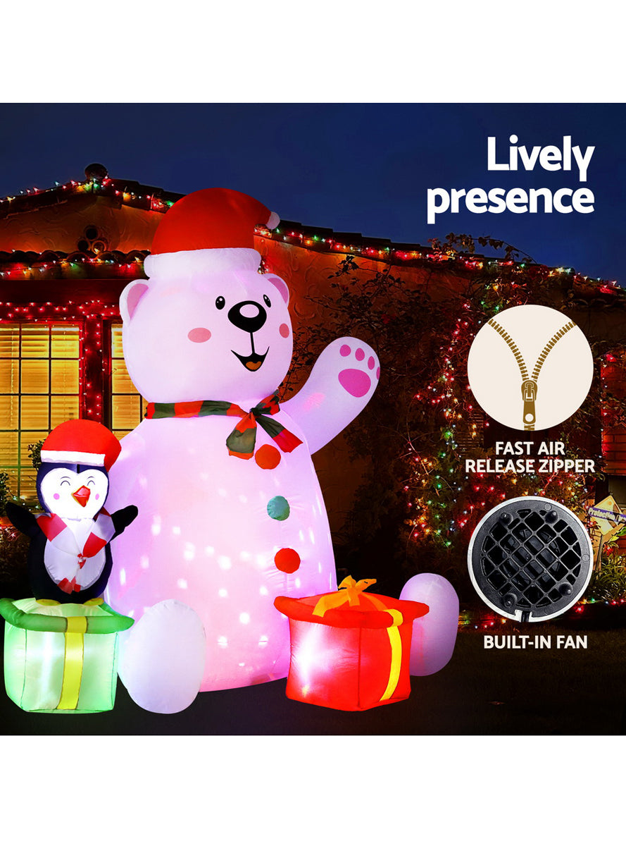 Jingle Jollys Polar Bear and Penguin Inflatable Christmas Decoration - Info Image 1