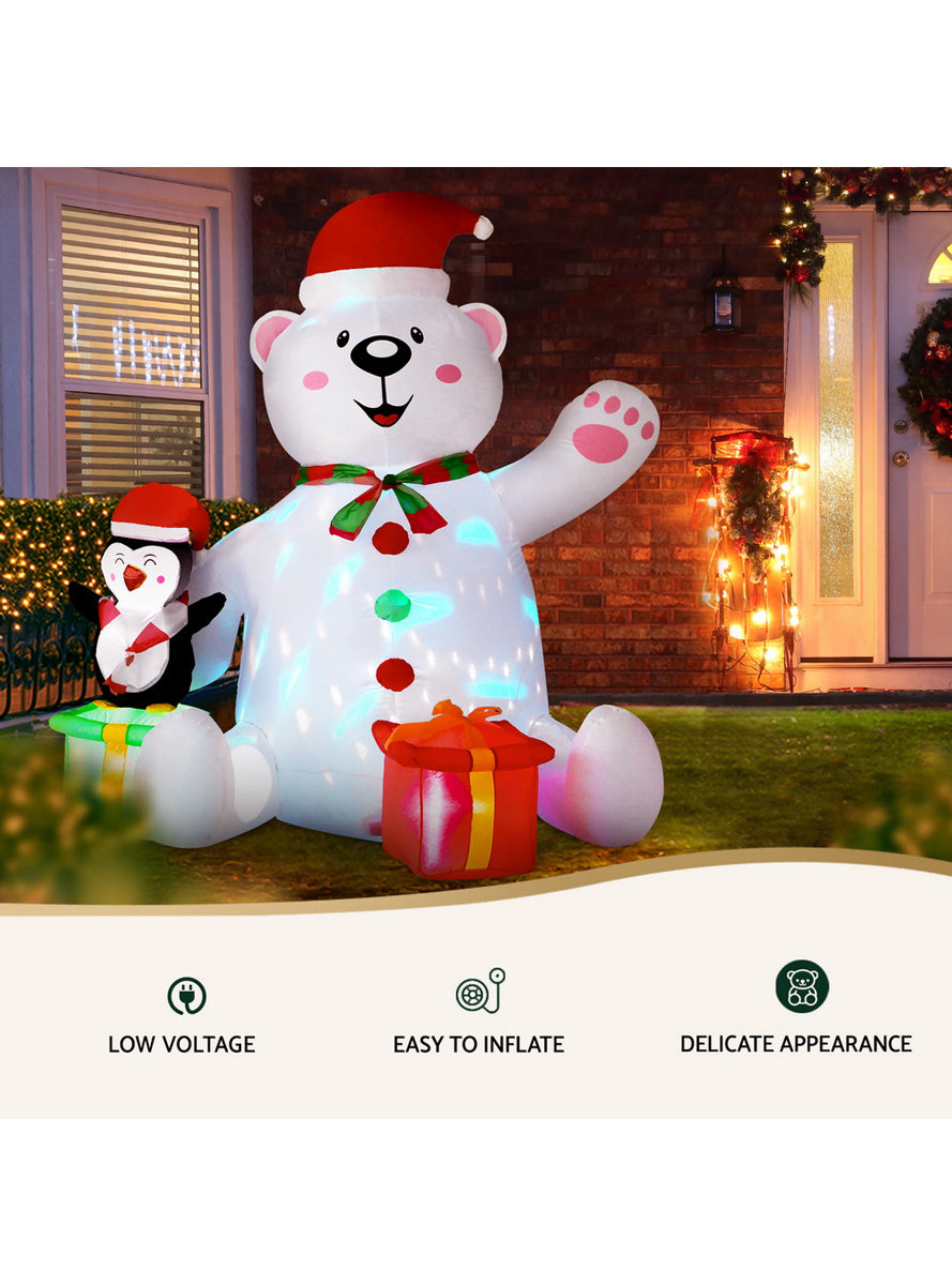 Jingle Jollys Polar Bear and Penguin Inflatable Christmas Decoration - Info Image 2