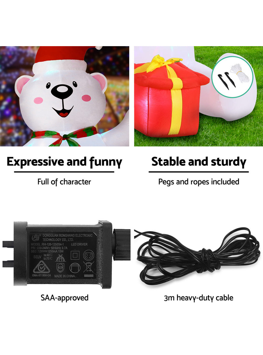 Jingle Jollys Polar Bear and Penguin Inflatable Christmas Decoration - Info Image 3