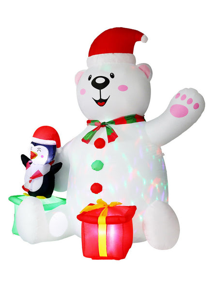 Jingle Jollys Polar Bear and Penguin Inflatable Christmas Decoration - Main Image