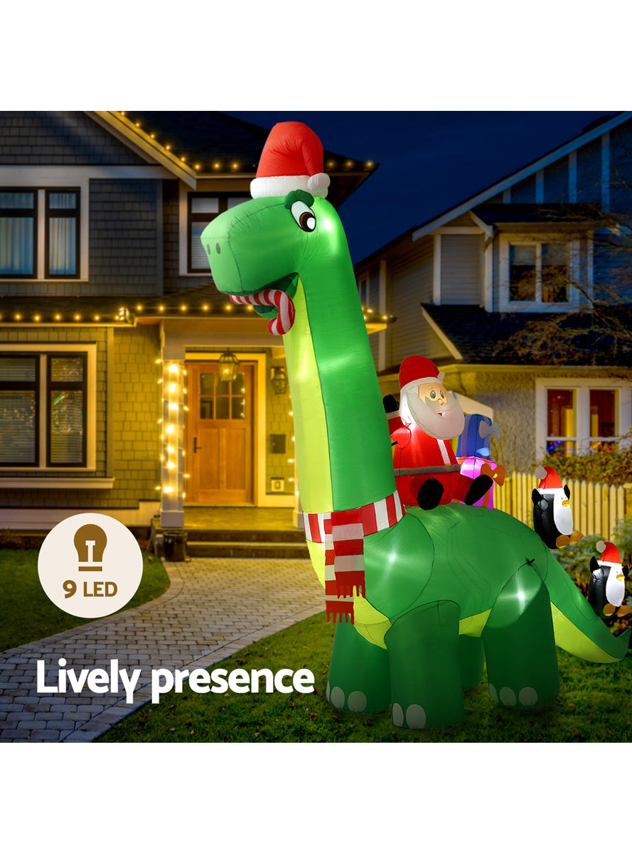Jingle Jollys Santa and Dinosaur 380cm Inflatable Christmas Decoration - Info Image 1