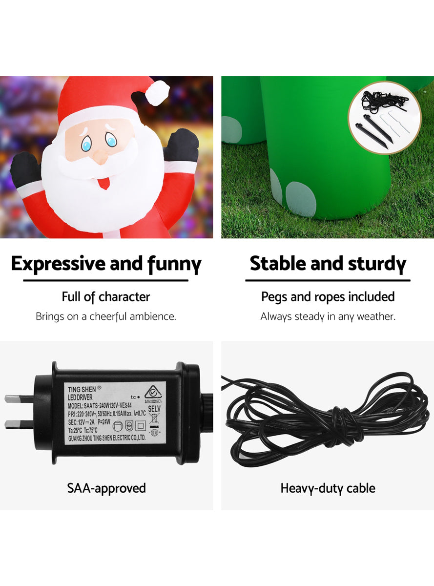 Jingle Jollys Santa and Dinosaur 380cm Inflatable Christmas Decoration - Info Image 3