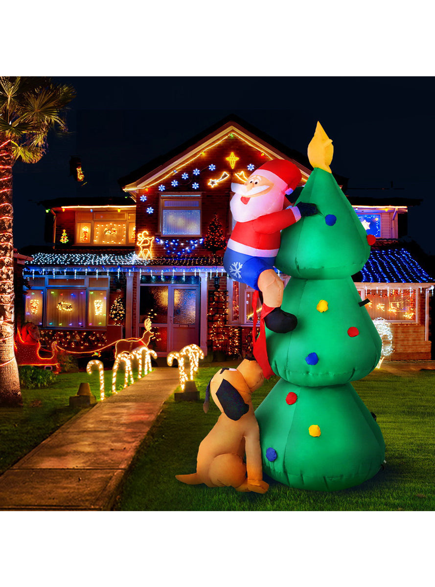 Jingle Jollys Santa Climbing Christmas Tree Inflatable Decoration - Alternate Image