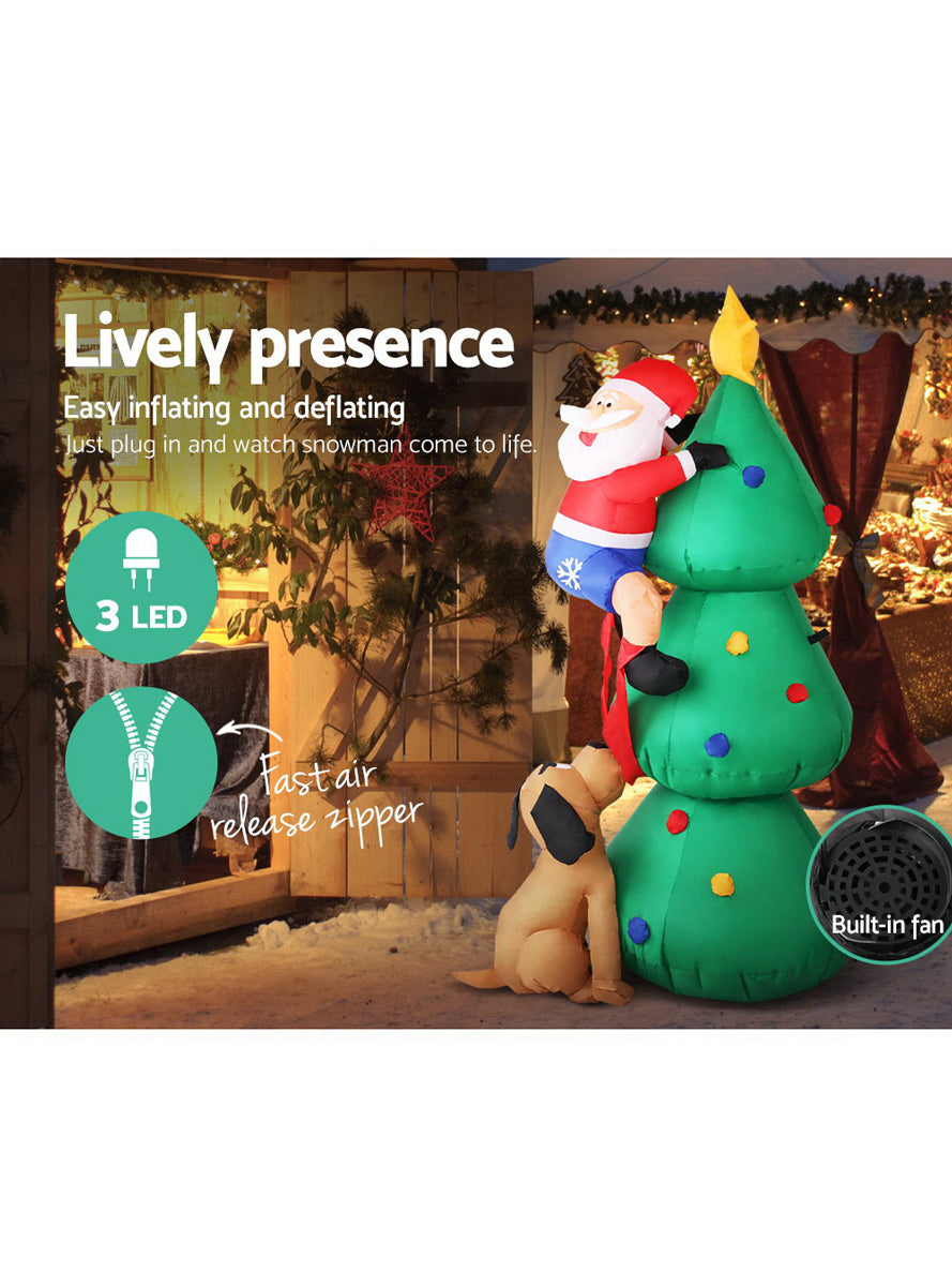 Jingle Jollys Santa Climbing Christmas Tree Inflatable Decoration - Info Image 1