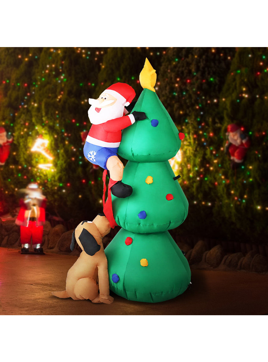 Jingle Jollys Santa Climbing Christmas Tree Inflatable Decoration - Main Image