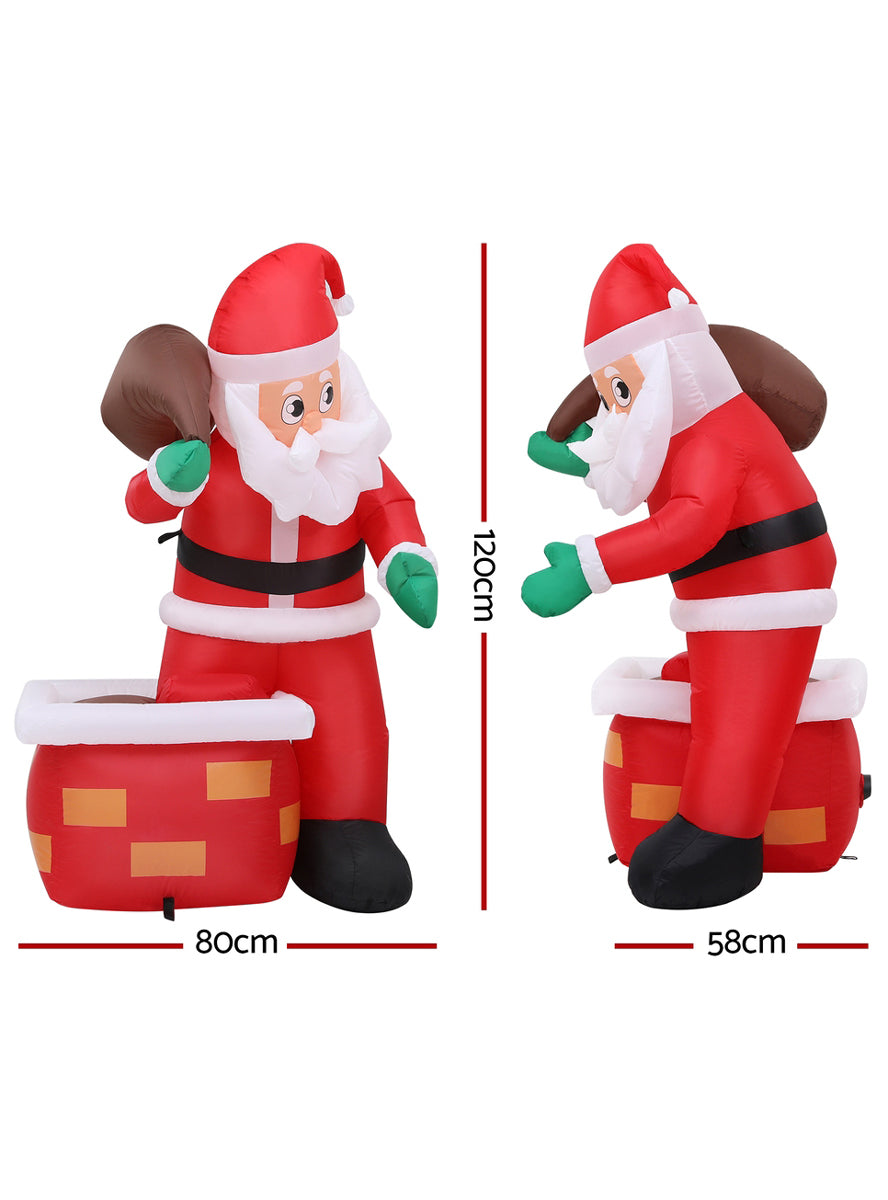 Jingle Jollys Santa in Chimney Outdoor Inflatable Christmas Decoration - Dimensions Image