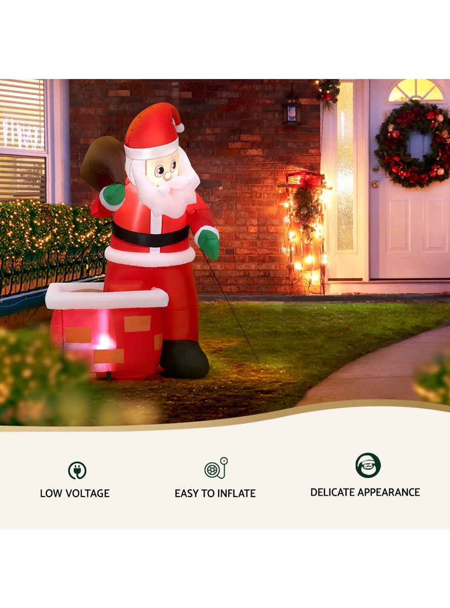 Jingle Jollys Santa in Chimney Outdoor Inflatable Christmas Decoration - Information Image 1