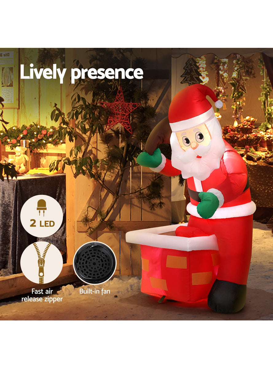 Jingle Jollys Santa in Chimney Outdoor Inflatable Christmas Decoration - Information Image 2