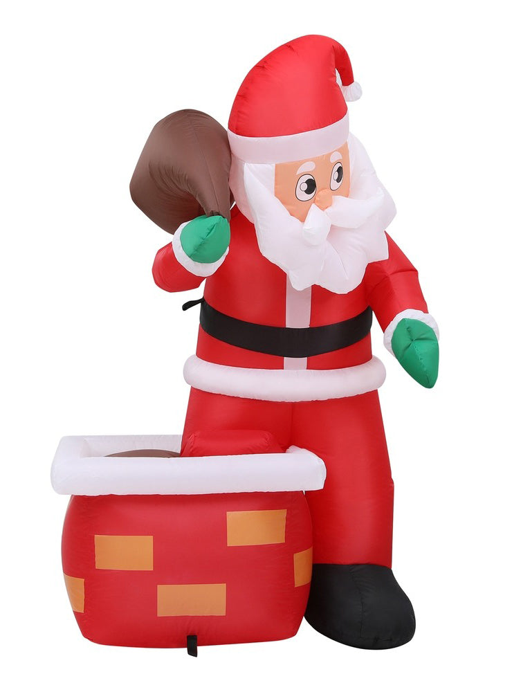 Jingle Jollys Santa in Chimney Outdoor Inflatable Christmas Decoration - Main Image