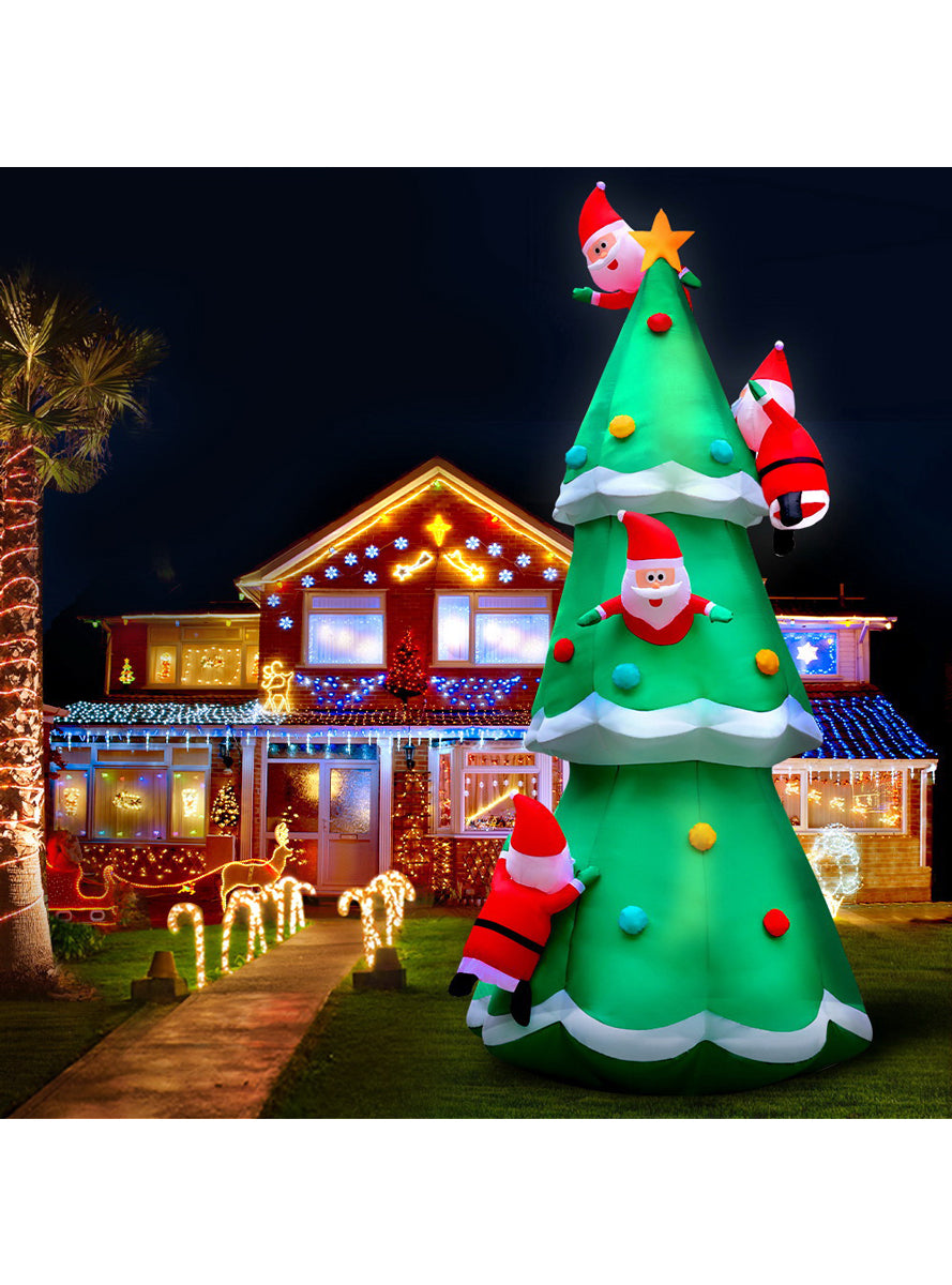 Jingle Jollys Santas in Christmas Tree 5 Metre Inflatable Decoration - Alternate Image