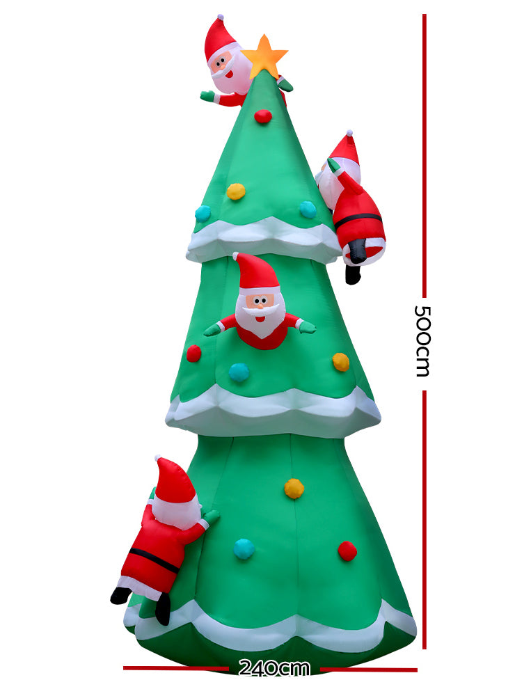 Jingle Jollys Santas in Christmas Tree 5 Metre Inflatable Decoration - Dimensions Image