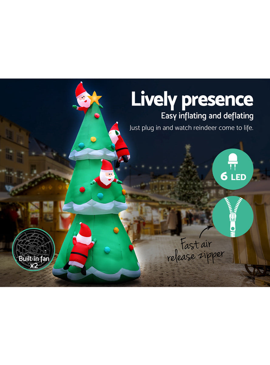 Jingle Jollys Santas in Christmas Tree 5 Metre Inflatable Decoration - Info Image 2