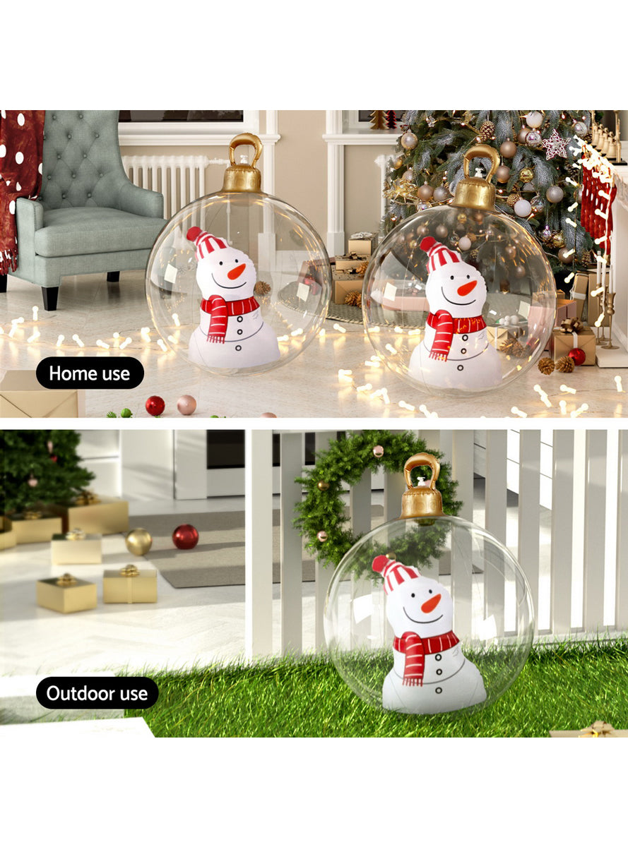 Jingle Jollys Snowman Print Inflatable 60cm Bauble Christmas Decoration - Info Image 2