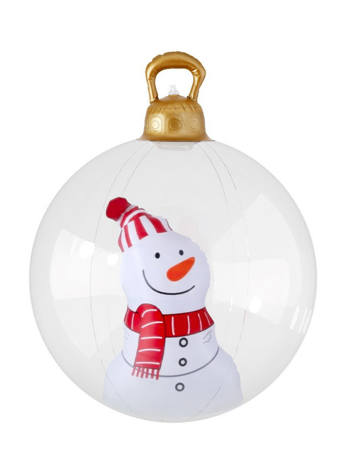 Jingle Jollys Snowman Print Inflatable 60cm Bauble Christmas Decoration - Main Image
