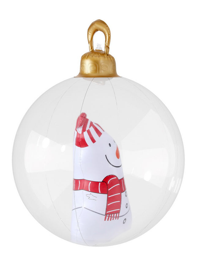 Jingle Jollys Snowman Print Inflatable 60cm Bauble Christmas Decoration - Side Image