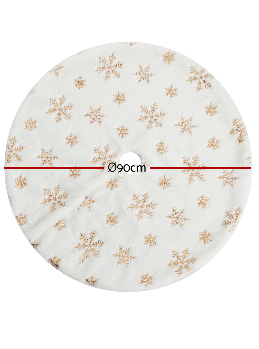 Jingle Jollys White Snowflake Print 90cm Tree Skirt - Dimensions Image