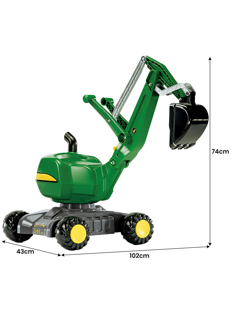 John Deere Green Ride On Excavator Digger - Dimensions Image