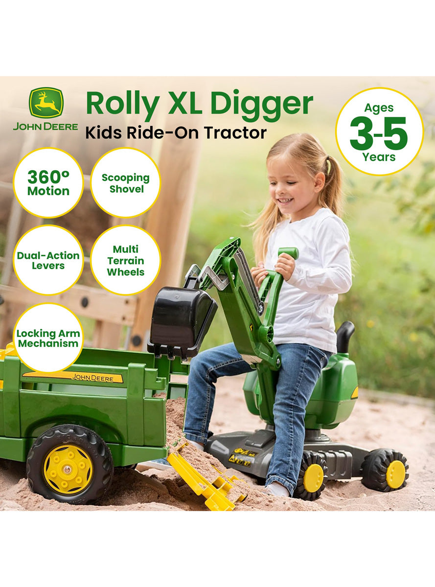 John Deere Green Ride On Excavator Digger - Info Image 1