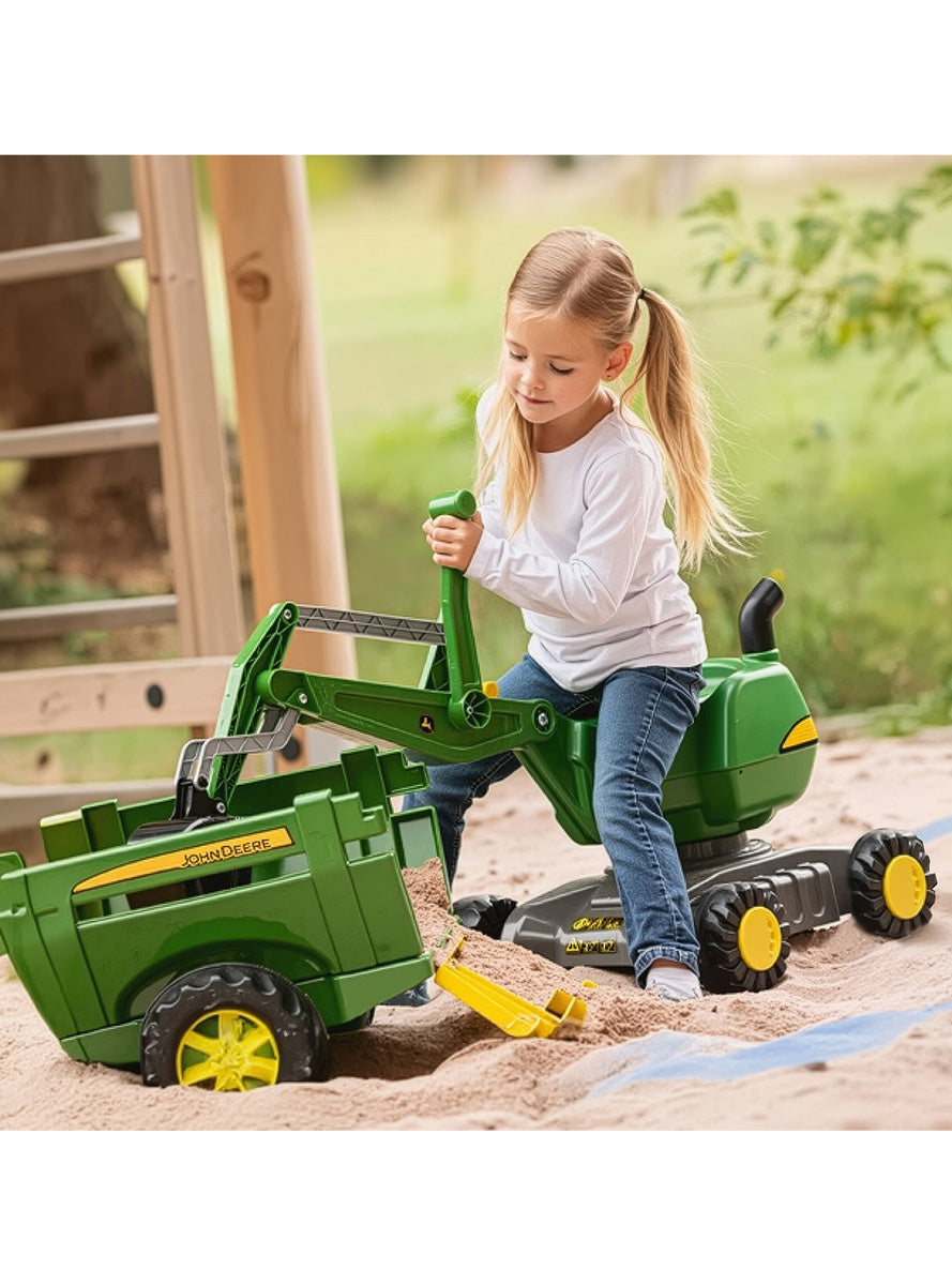 John Deere Green Ride On Excavator Digger - Lifestyle Image