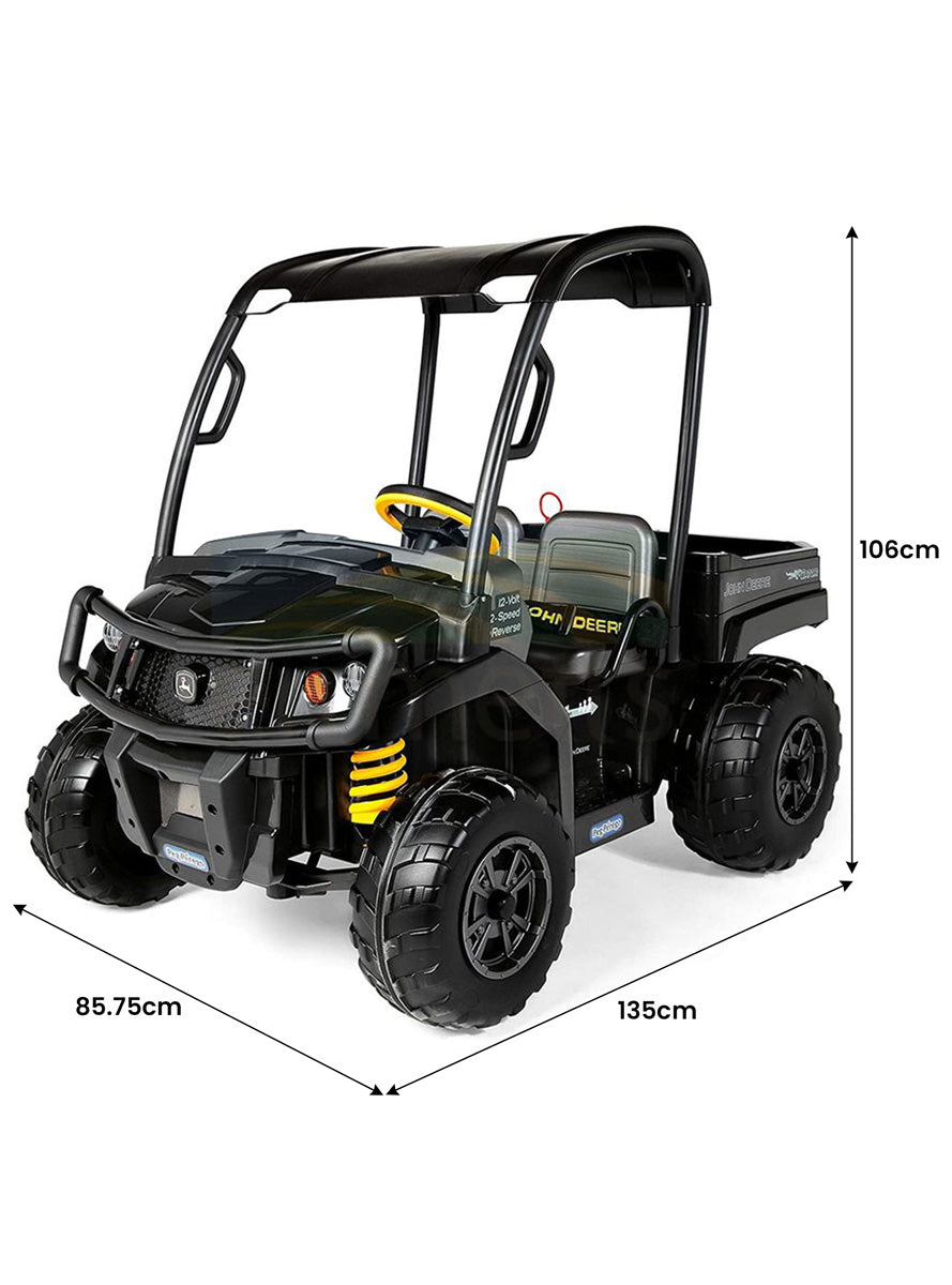 John Deere Midnight Black Gator XUV Kids Ride On Dual Seat Buggy - Dimensions Image