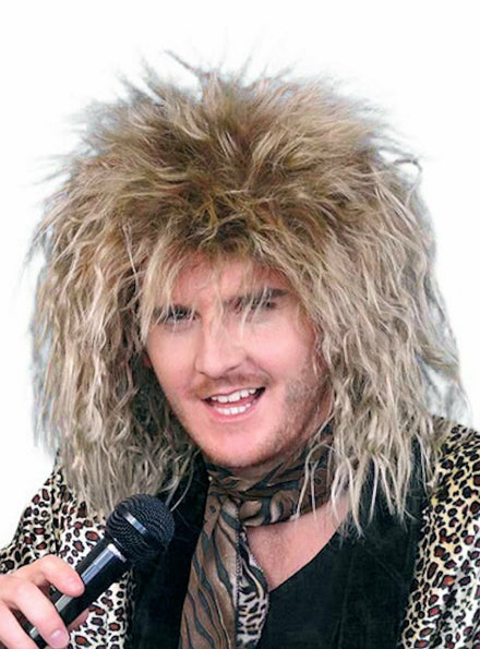 Mens Blonde 1980s Jovi Rock Star Costume Wig