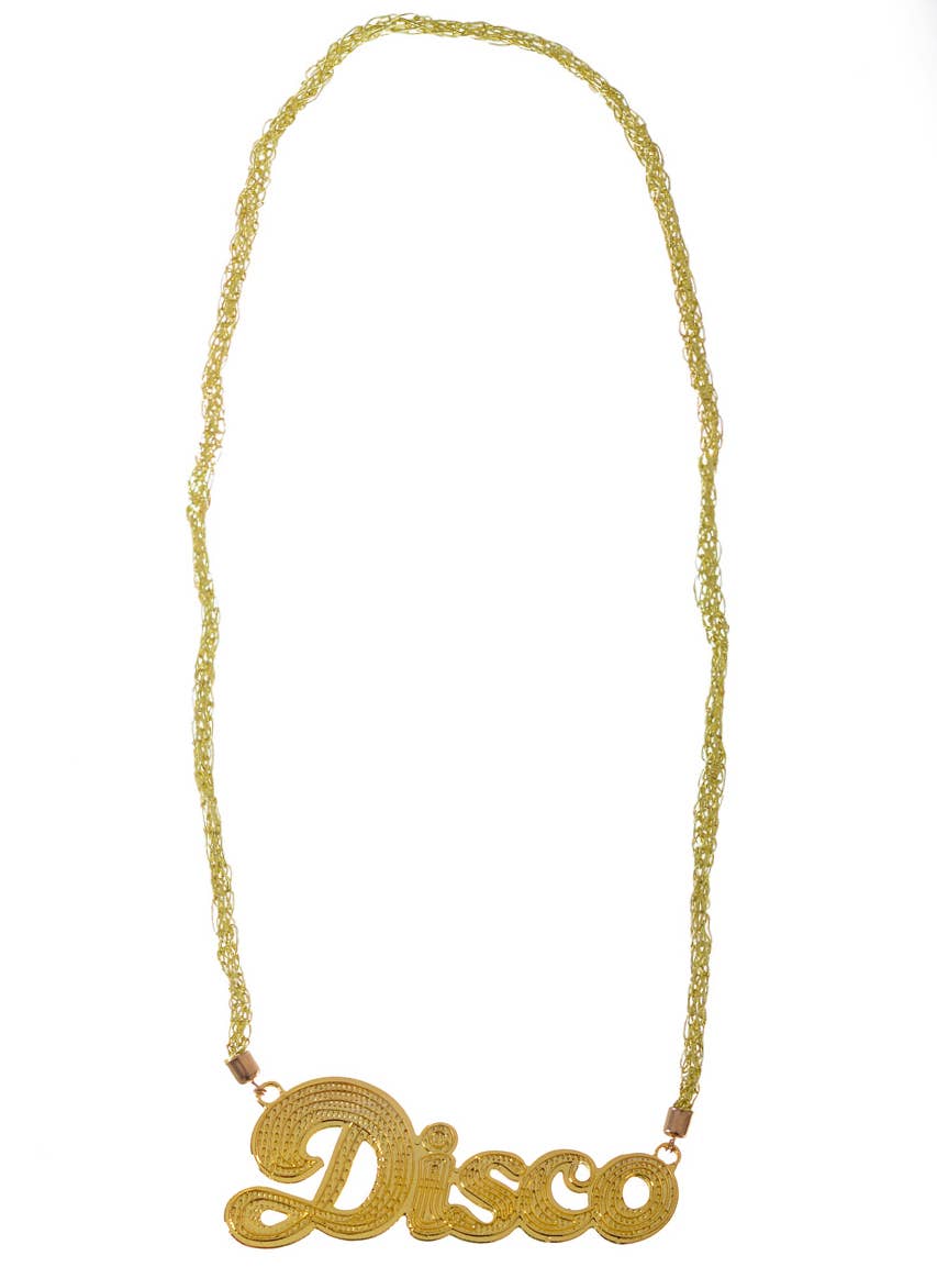 Gold Jumbo 1970's Disco Pendant Necklace Costume Accessory