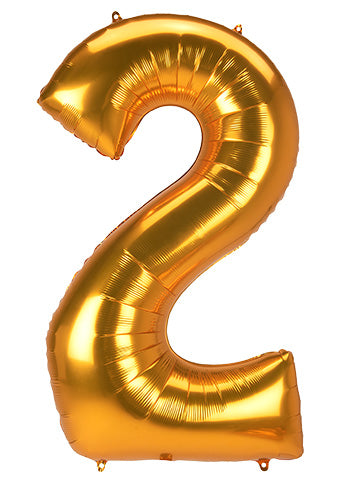 Jumbo Gold Number 2 Foil Balloon - Main Image