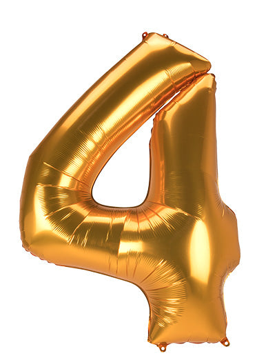 Jumbo Gold Number 4 Foil Balloon - Main Image