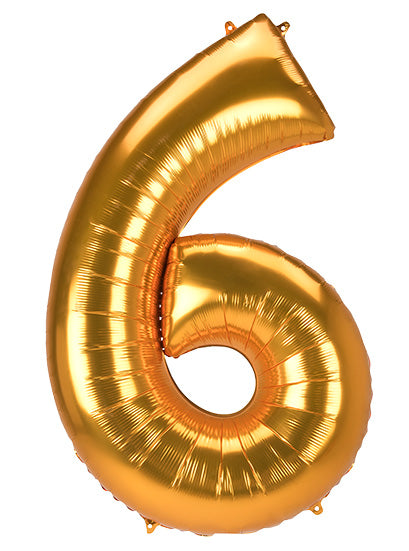 Jumbo Gold Number 6 Foil Balloon - Main Image