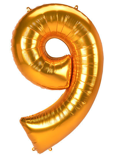 Jumbo Gold Number 9 Foil Balloon - Main Image